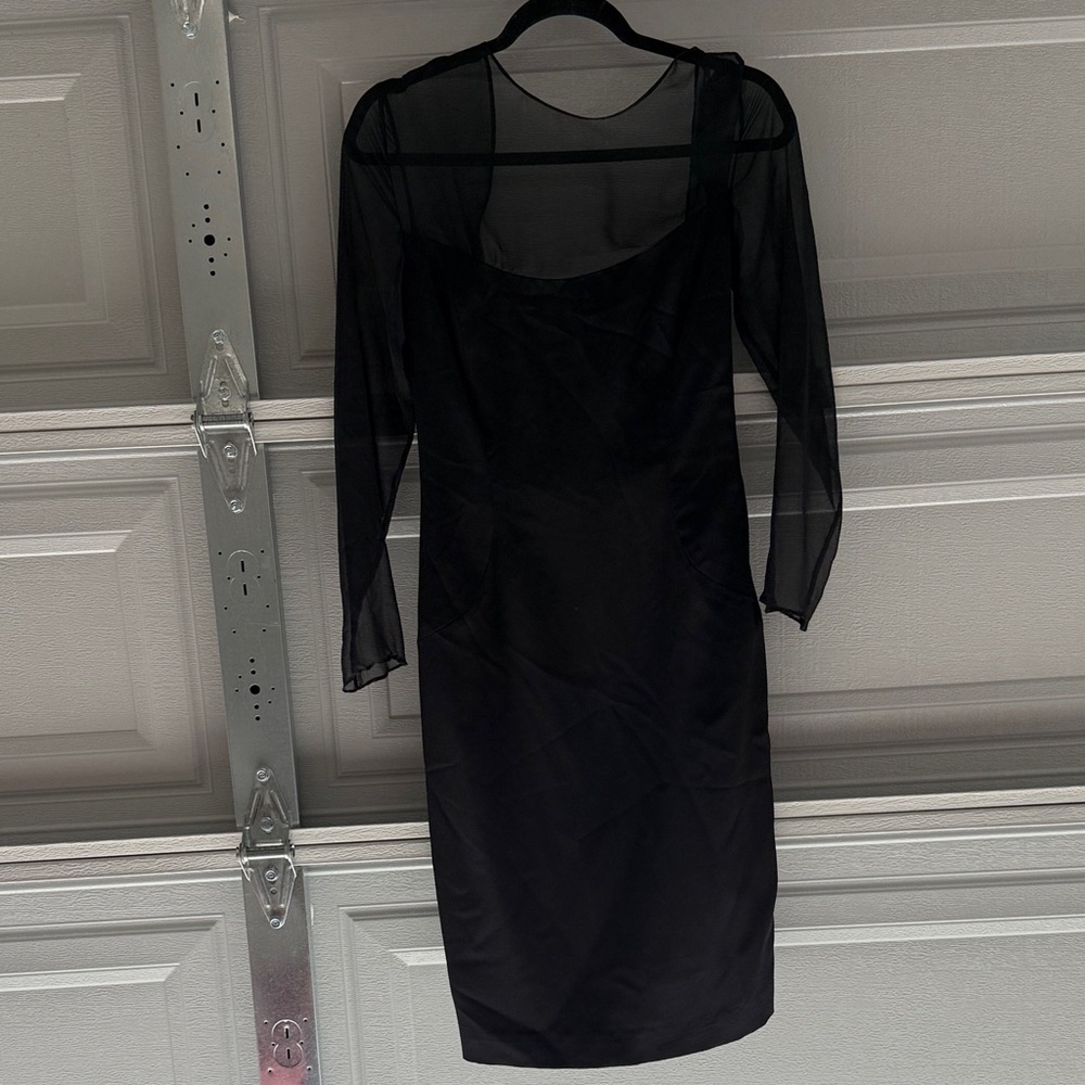 Elegant Black Sheer Sleeve Dress